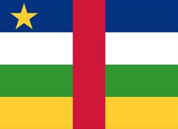 [ai] Flag of the Central African Republic, featuring horizontal stripes of blue, white, green, yellow, and a vertical red stripe with a yellow star in the blue section.